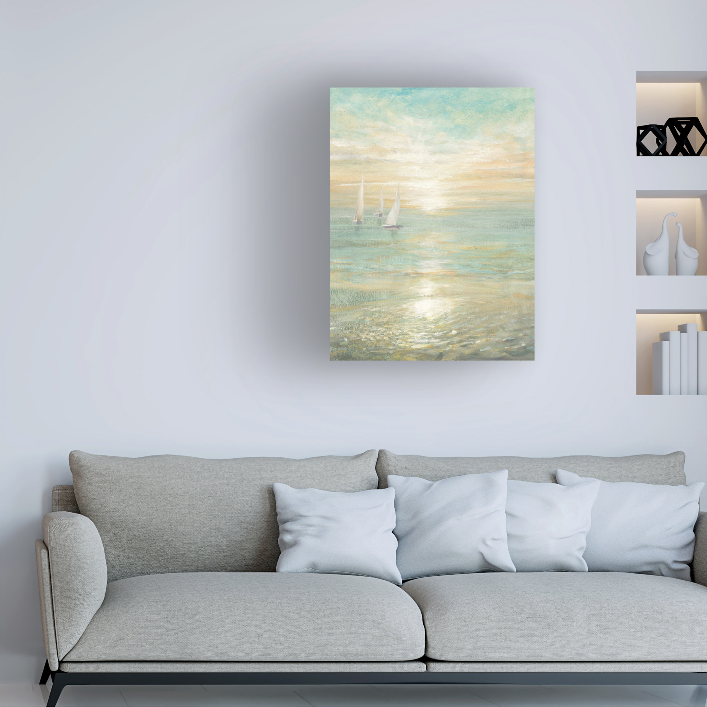 Trademark Fine Art 'Sunrise Sailboats I' Canvas Art by Danhui Nai