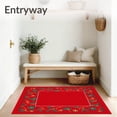 thumbnail image 3 of ODIKA 6'x9' Machine Washable Non-Slip Area Rug, Holly Berry Vine Design Hallway with Botanical Christmas High Traffic Rug with Pad, Red, 606681, 3 of 8
