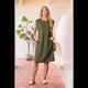 thumbnail image 4 of Vestido Midi Informal de Verano para Mujer, con Cuello Redondo, Holgado, con Abertura y Bolsillos, Color Verde M, 4 of 7