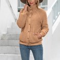 thumbnail image 2 of Odeerbi Clearance Cardigan For Women Autumn Winter Solid Color 2024 Long Sleeves Double Sided Fleece Jacket Coat Khaki, 2 of 7