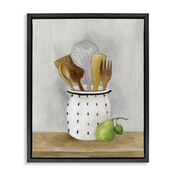 Stupell Industries Traditional Kitchen Utensils Still Life Black Floating Frame Canvas Art, 25 x 31, by Janet Tava