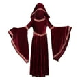 thumbnail image 2 of EnJoCho Girls Vintage Witch Dress with Hooded Robe Wide Sleeves Solid Color Tight Kids Halloween Par𝗍y Dress Black Gothic Style Outfit, 2 of 7