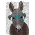 thumbnail image 2 of Fab Funky 20x24 White Modern Wood Framed Museum Art Print Titled - Donkey Turquoise Flower Glasses Book Print, 2 of 4