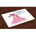 thumbnail image 1 of Ambesonne Anime Place Mats Set of 4, Lady Holding a Red Heart Art, Standard Size, White Pink and Red, 1 of 4