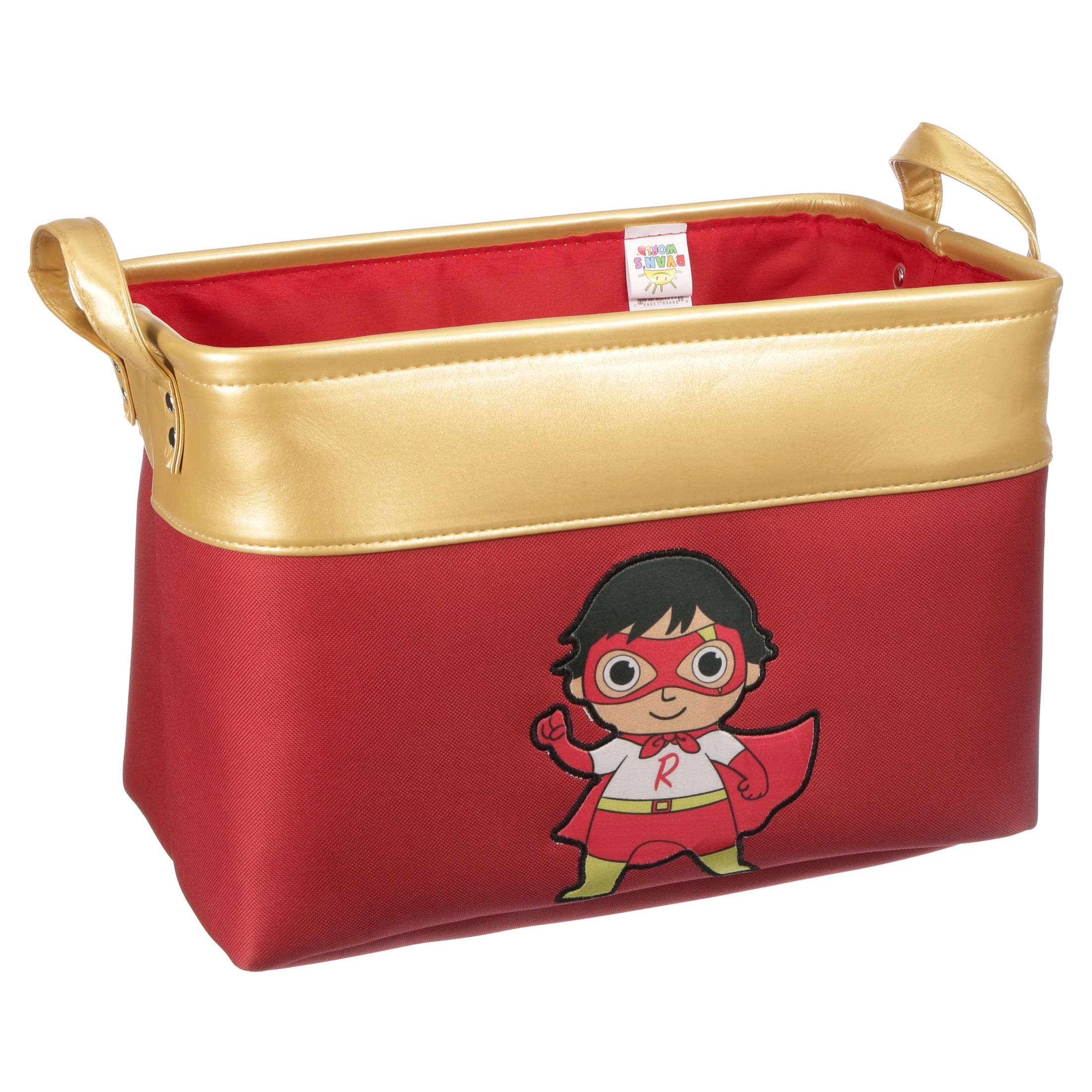 Ryan's World Rectangular Kids Storage Bin for Kids Room, Red Polyester