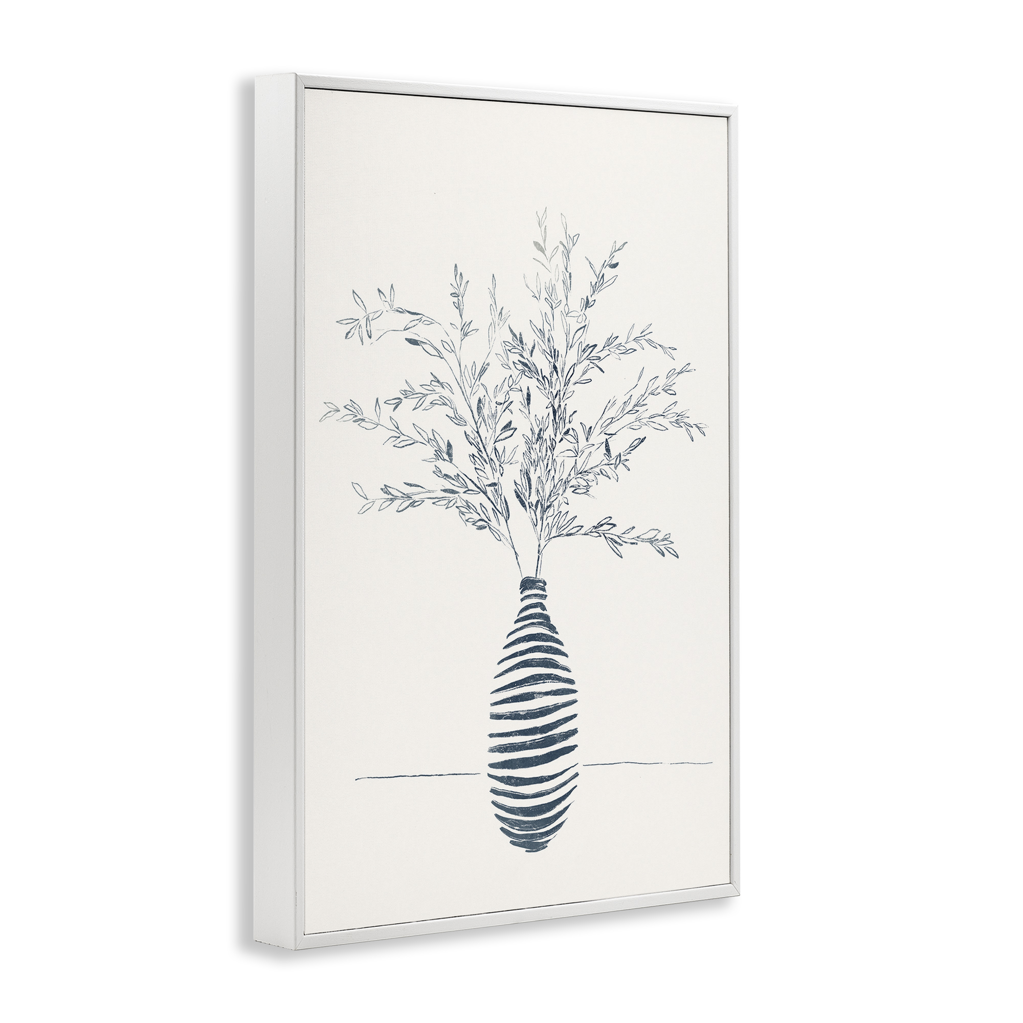 Stupell Industries Minimal Herb Vase Botanical & Floral Painting White Framed Art Print Wall Art, 16 x 24