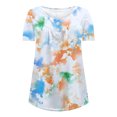 thumbnail image 3 of ICHUANYI Clearance Women Fashion Printed Casual V-Neck Short Sleeve Loose T-Shirt Blouse Tops(Orange, XL) ICHUANYI WER2023081403361, 3 of 4