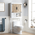 thumbnail image 4 of STAROUS Farmhouse Over-Toilet Storage Cabinet with Wood Grain Barn Doors & Adjustable Shelves, 4 of 8