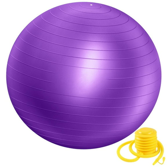 QUANFENG QF Exercise Ball Yoga Ball with Free Air Pump for Fitness, Balance and Gym Workouts, 200 Lbs. 65 cm, Purple