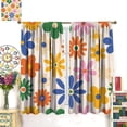 thumbnail image 3 of Boho Flower Curtains, 70s Hippie Chic Brown Orange Sunflower Vintage Pattern, Bedroom Living Room Kitchen Blackout Noise Reduction Curtains42X63 Inch, Style-1, 3 of 6