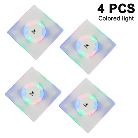 

LED Coasters 4 Pack Waterproof Luminous Coasters Colorful Drink Coasters Cocktail Beer Luminous Coasters Suitable for Bar Restaurant Party Home Decoration (Square Multicolor)