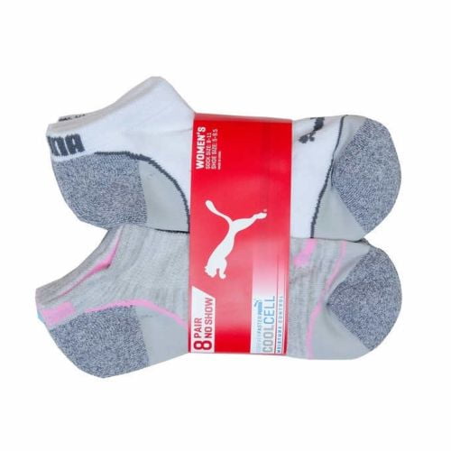 Puma CooCell 8 Pair No Show Women's Socks, Gray (Sock: 9-11, Shoe: 5-9.5)