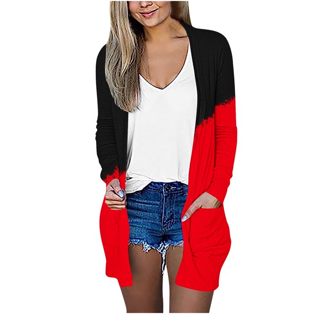 CEHVOM Femmes Mode pour Femmes Cardigan à Manches Longues à Rayures Imprimées Manteau Décontracté Hauts/veste Liquidation