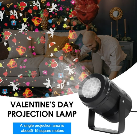 Valentine‘s Night Projector Light, Creates Romantic Starry Sky with Hearts - 16 Changing Patterns, USB/Battery Portable, for Surprise Proposals & Anniversary Gifts