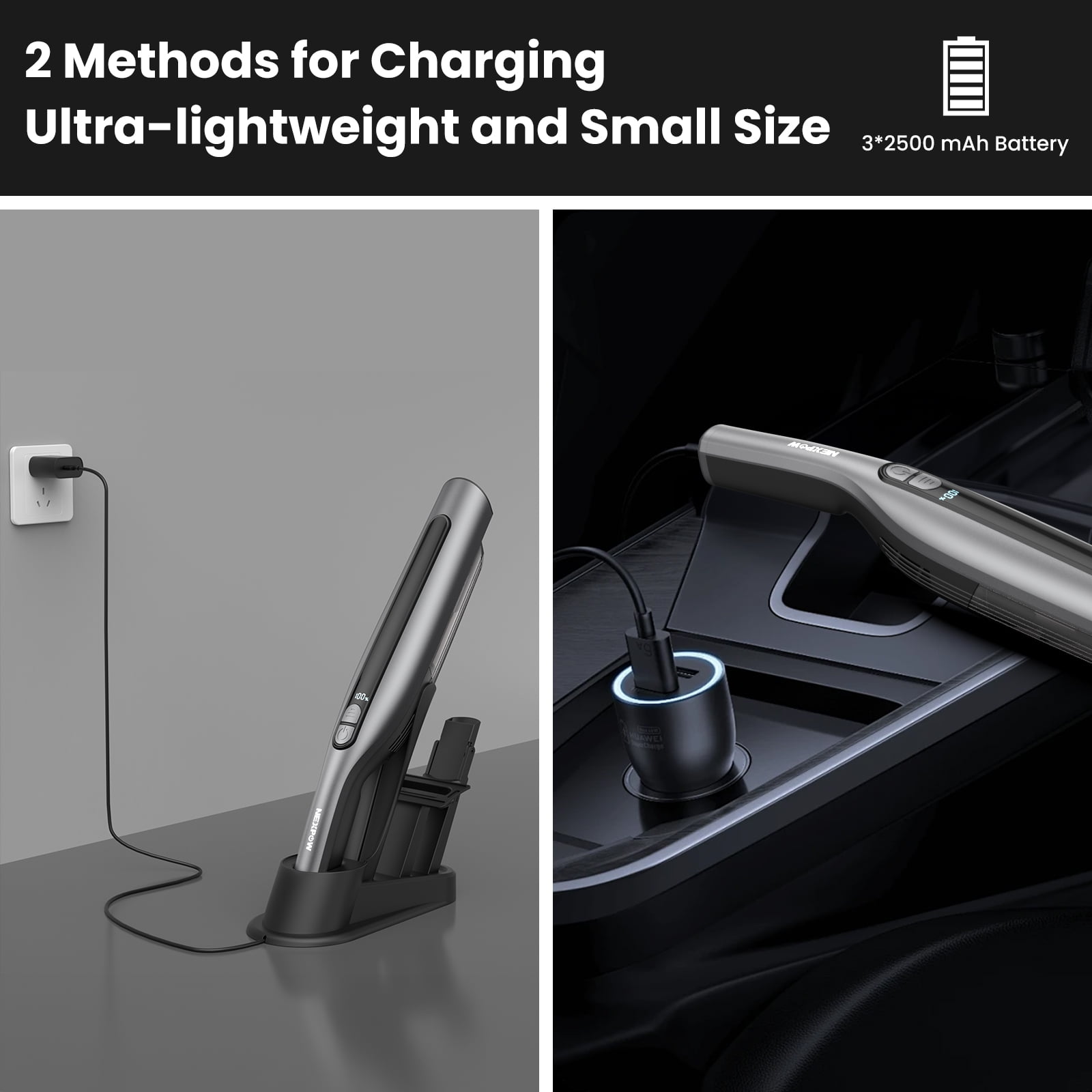 AUOSHI Cordless Handheld Vacuum Cleaner, 120W 18KPa Strong Suction, Dual HEPA Filtration, Portable Car and Home Vacuum with Multiple Attachments, USB-C Charging, One-Touch Empty Dust Cup