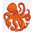 thumbnail image 3 of Ambesonne Octopus Shower Curtain, Orange Animal Wildlife, 69"Wx84"L, Orange White, 3 of 5