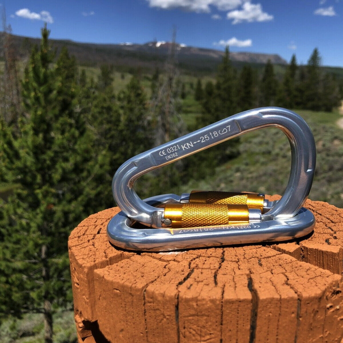 5 Heavy Duty Climbing Twist Gate Auto Locking Aluminum D Ring 25kn Carabiner Hammock Clips