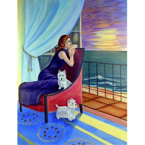 28 x 40 in. Lady with her Westie House Size Canvas Flag