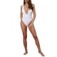 thumbnail image 2 of INSPIRE CHIC Traje de baño de una pieza con escote en V profundo y espalda descubierta, conjunto de bikini, tirantes anchos, traje de baño adelgazante, pequeño, blanco, 2 of 5