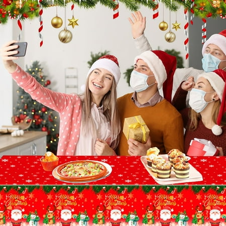 

NUZYZ Santa Claus Tablecloth No Cleaning Adding Festive Atmosphere Decorative Clearly Patterned Christmas Themed Party Tablecloths for Party