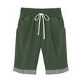 thumbnail image 3 of Cutuoiiu Casual Womens Bermuda Shorts Cotton Linen-Like Drawstring Closure with Striped Trim and Pockets for Summer Gift, 3 of 9