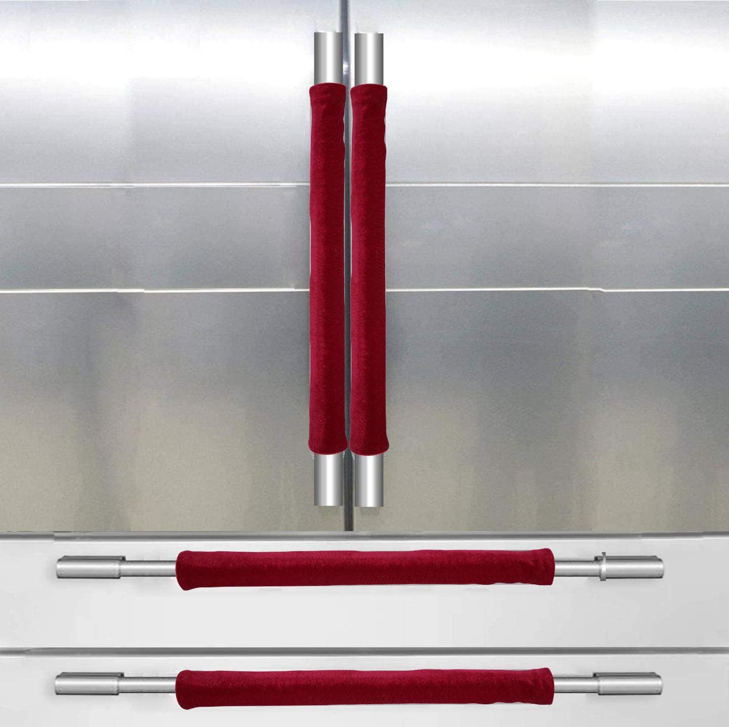 Dark Red Refrigerator Door Handle Covers Protector for Ovens