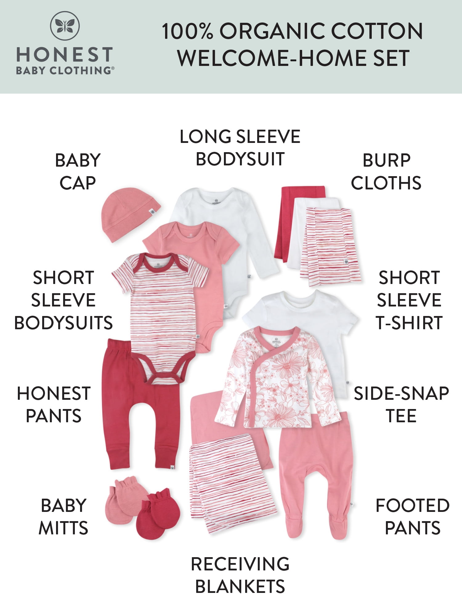 Honest Baby Clothing Baby Boy or Girl Gender Neutral Organic Cotton Welcome Home Gift Set, 15 Piece (Newborn-6 Months)