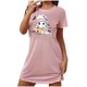 thumbnail image 1 of Camisón corto de talla grande para mujer, camisón de manga corta con estampado de pecho a la moda, camisón para mujer, 1 of 3