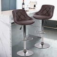 thumbnail image 1 of Set of 2 Bar Stools PU Leather Back Swivel Stools Adjustable Counter Height Barstools Kitchen Counter Stools Modern Bar Chairs with Foot Ring for Bar, Bistro, Kitchen, Patio Pub Use, Brown, 1 of 8