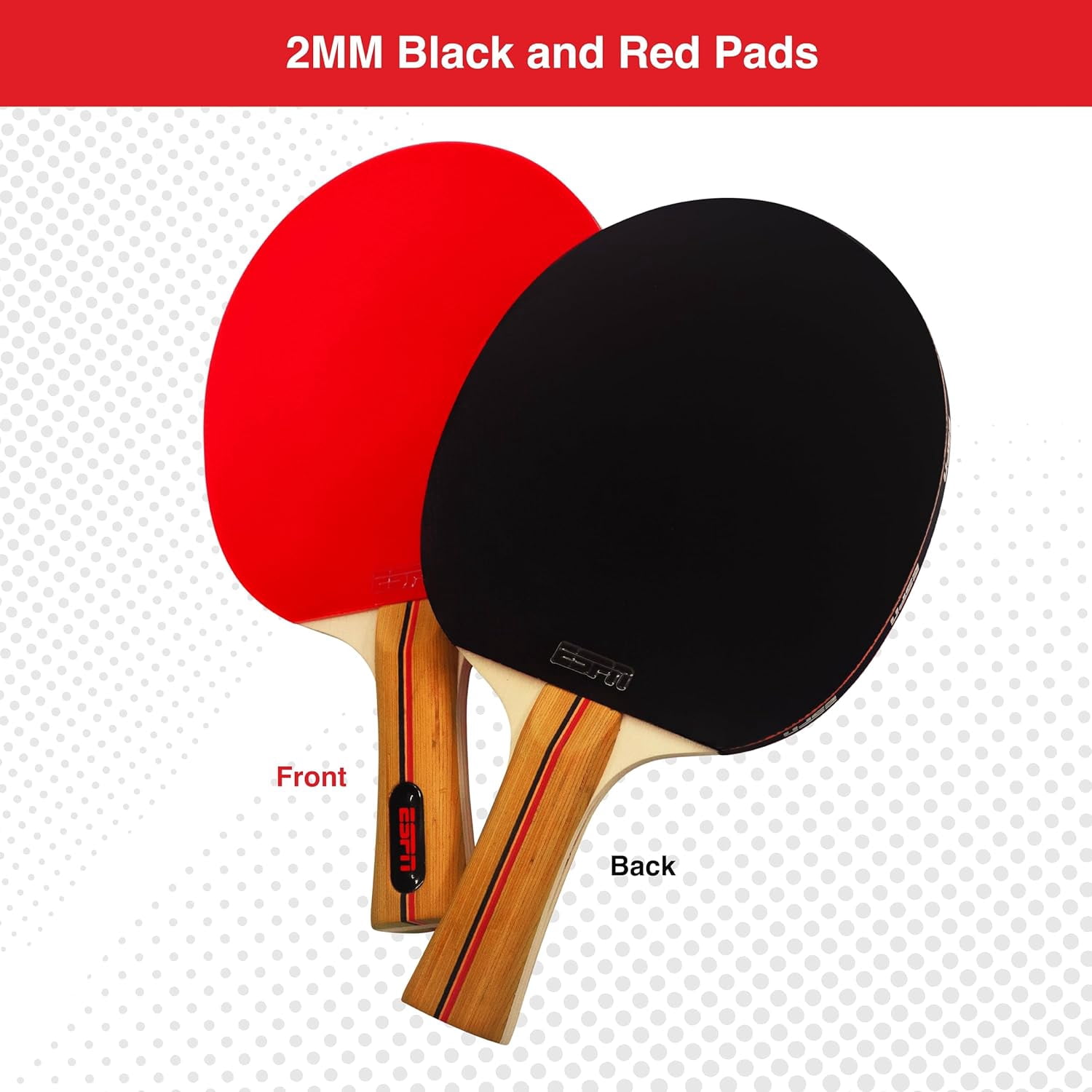 ESPN Ping Pong Paddle, High Performance 7-Ply Wood Blade Table Tennis Paddle with Travel Case