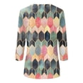 thumbnail image 5 of ICHUANYI Clearance Women's Casual 3/4 Sleeve Printed Round Neck Buttoned Basic Tunic Tops T-shirts Blouses(Green, S) ICHUANYI WER2023081509284, 5 of 5