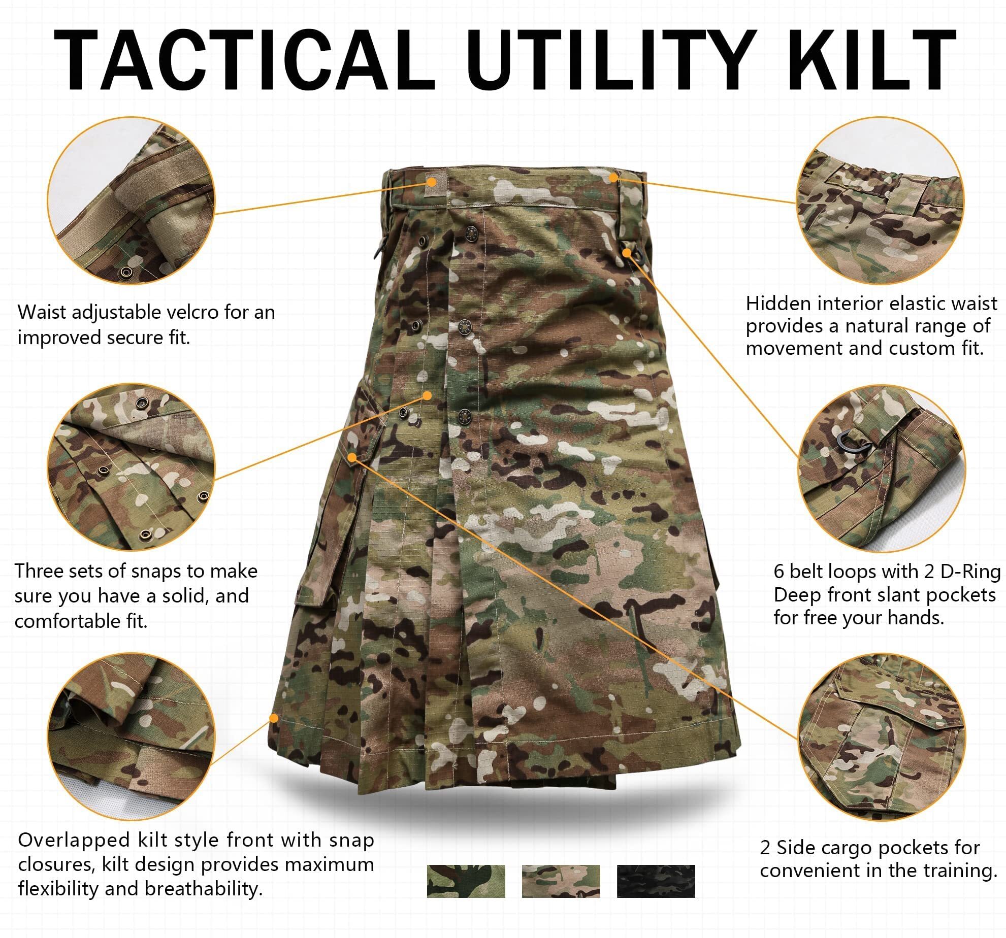 Tactical Kilt Multicam Kilts Camouflage Highlander Kilt All Combat