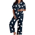 thumbnail image 2 of FASHOFT Halloween Pajama Sets for Women 2 Piece Soft Long Sleeve Button Down Sleepwear Top and PJ Pants Loungewear Set Navy XXL, 2 of 7