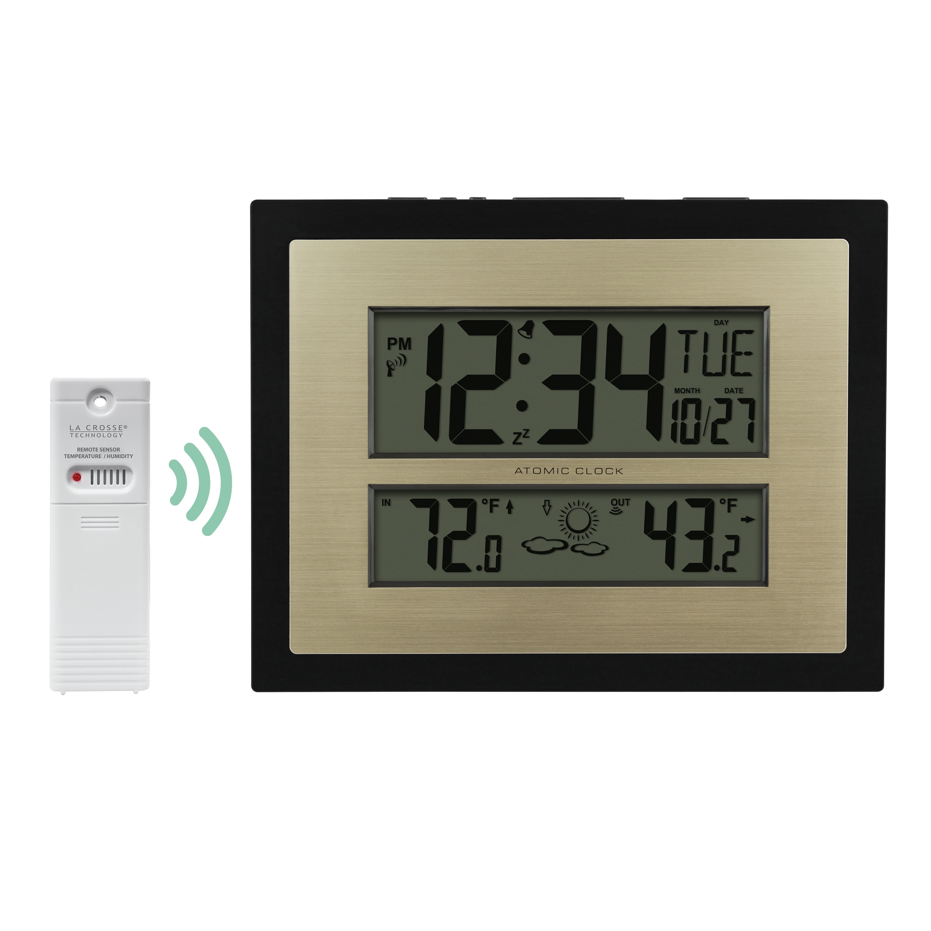 Wall Alarm Clock Temperature Digital Thermometer Indoor Outdoor Weather Station 