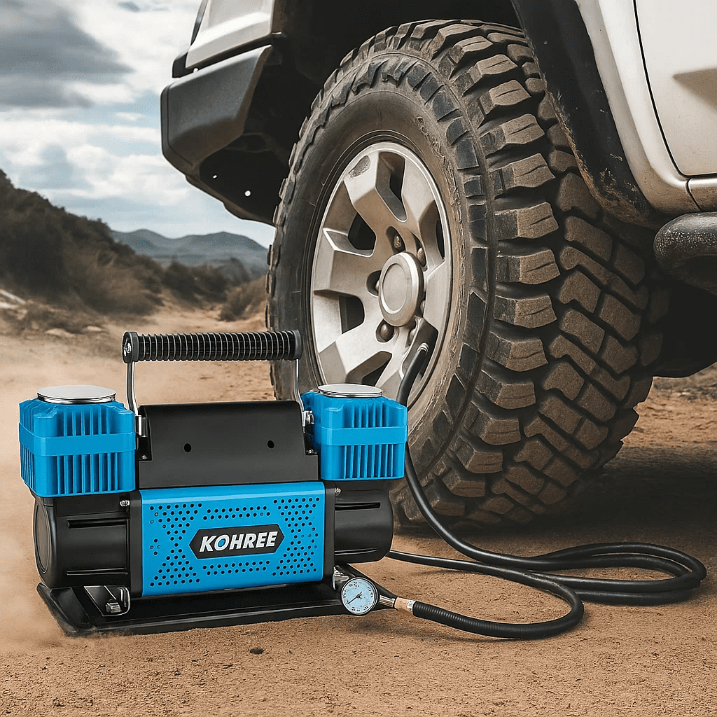 Kohree 12V Dual Cylinder Air Compressor,150 PSI Heavy Duty Tire Air Pump with 12.35 ft³/Min Fast Tire Inflator for Offroad Truck, RV, 4x4 Vehicles