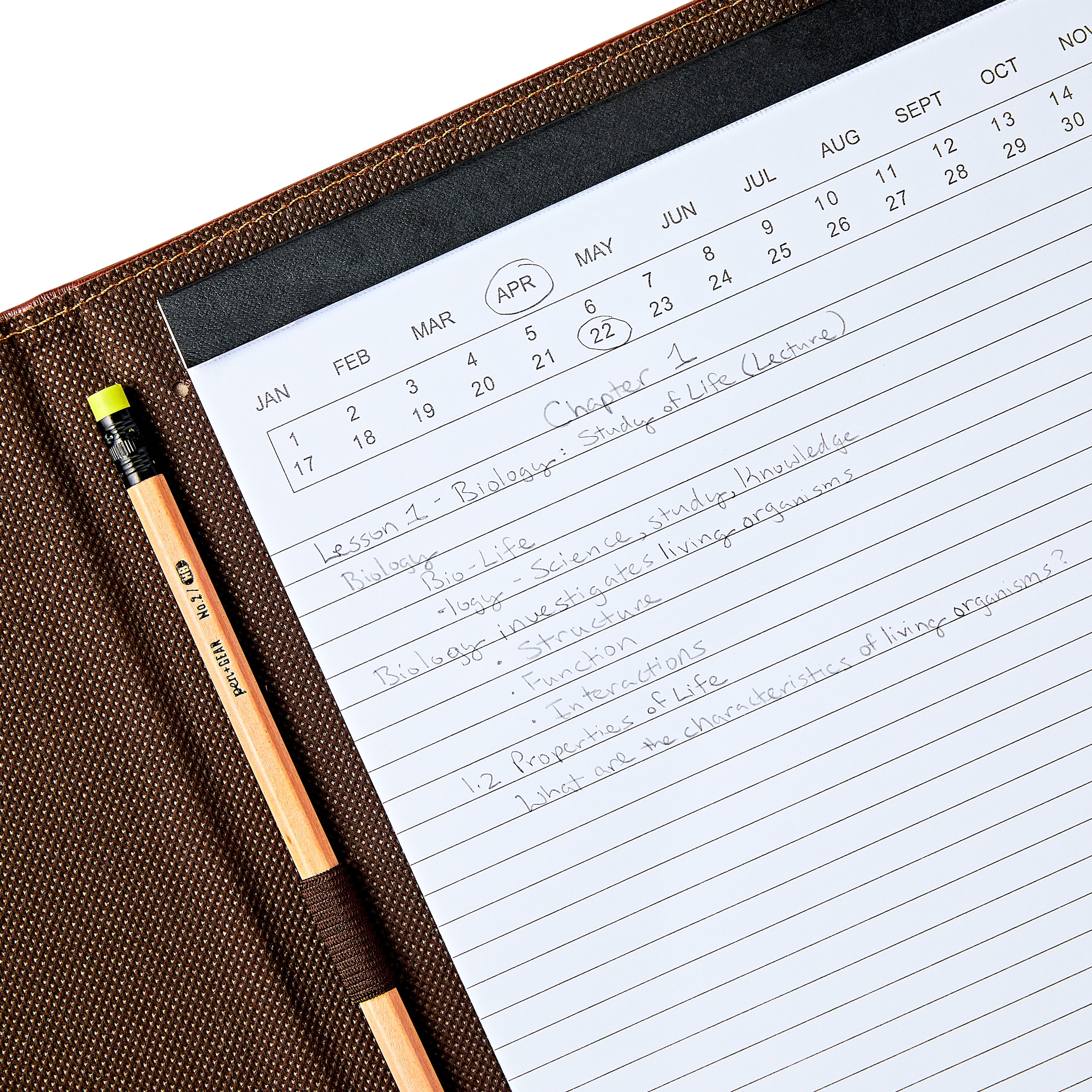 Pen+Gear Bonded Leather Padfolio, Brown, 9.5 in x 12.25 in, 1 College Ruled Writing Pad Included