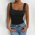 thumbnail image 2 of Ltctricy Tank Tops for Women Trendy Solid Color Square Neck Pleated Slim Sleeveless Shirts Summer Cami Tees, 2 of 4