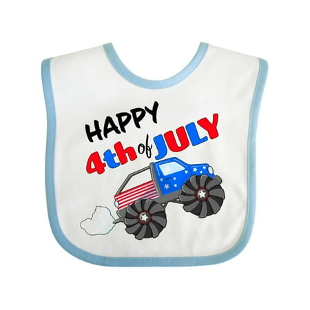 

Inktastic Happy Fourth of July Monster Truck Gift Baby Boy or Baby Girl Bib