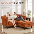 thumbnail image 4 of 62" L-Shaped Button Tufted Sofa Loveseat with Movable Ottoman, Wood , Comfort Pillow for Living Room, 4 of 6
