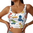 thumbnail image 2 of Haiem Dinosaur Pattern Womens Sports Bra - U Neck Padded Low Impact Yoga Bra Workout Crop Top Gym Moisture-Wicking Workout Vest -, 2 of 9