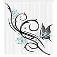 thumbnail image 3 of Ambesonne Tattoo Shower Curtain, Butterfflies and Leaves, 69"Wx84"L, Blue Black and White, 3 of 3