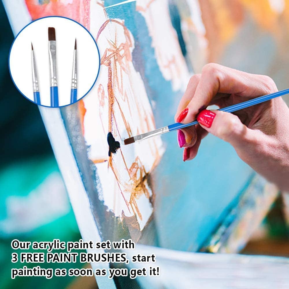 (3 pack) Acrylic Paint Set, Shuttle Art 15 x 12ml Tubes Non Toxic Rich Pigments Colors Perfect for Kids Adults Beginners Artists Painting on Canvas Wood Clay Fabric Ceramic Crafts