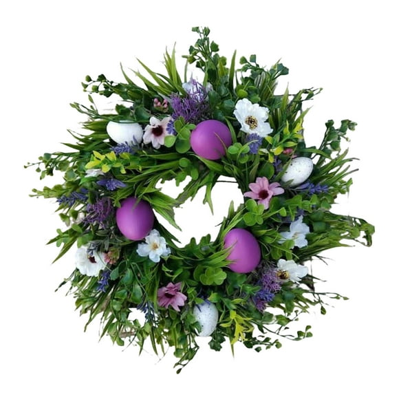 Easter Egg Wreath Front Door Wall Hanging Window Artificial Green Leaves Garland style F