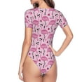 thumbnail image 4 of Balery Cute Watermelon Flamingo Women's Short Sleevee Crew Neck Bodysuit Tops Short Sleeve Tops Basic-Small, 4 of 9