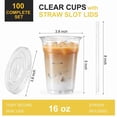 thumbnail image 2 of 16 Oz. Clear Plastic Cups with/without Flat Lids PET Crystal Clear Disposable 16oz, 2 of 7