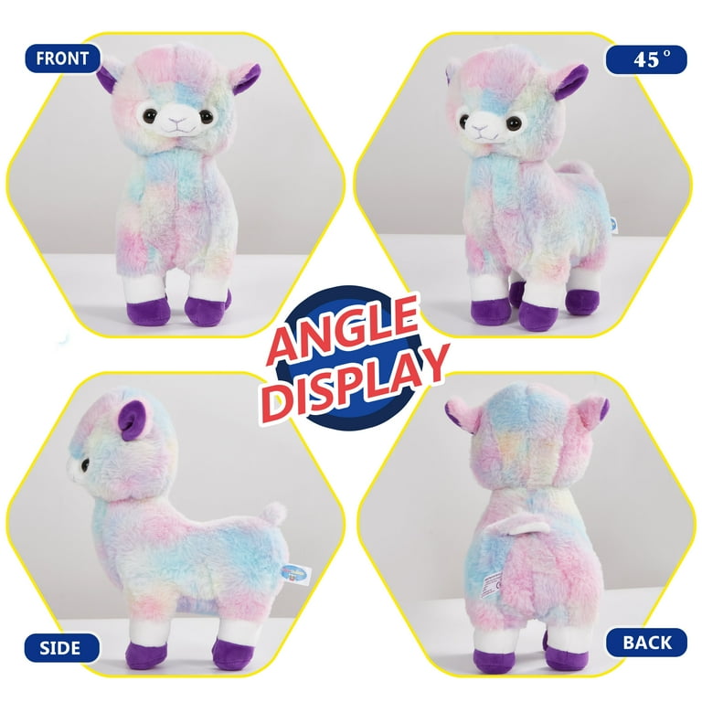 Glow Guards 12 Light up Rainbow Alpaca Plush Toy Stuffed Lamb Animals Birthday Gifts for Kids and Toddlers