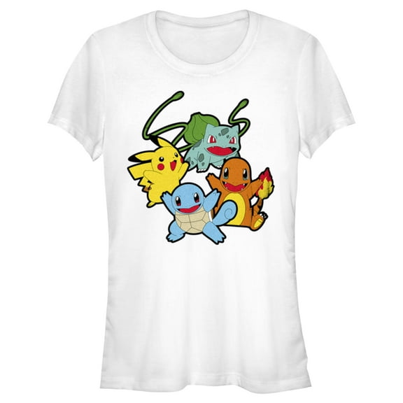 Junior's Pokemon Classic Characters Group  Graphic Tee White Small