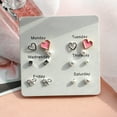 thumbnail image 6 of harmtty 6Prs/Set Fashion Women Heart Feather Snowflake Circle Ear Stud Earrings Jewelry,5#, 6 of 8