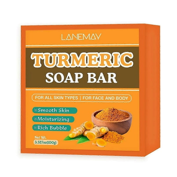 Turmeric Soap Bar, Natural Handmade Kojic Acid Soap for Face & Body, Dark Spot Acne Blackheads Remover for Even Skin Tone, Moisturizing Erase Fine Lin
