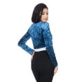 thumbnail image 5 of Fashion Secrets Women`s Collarless Open Front Velvet Bolero Shrug Cardigan Cropped Jacket (Medium, Front Tie Denim Blue), 5 of 6